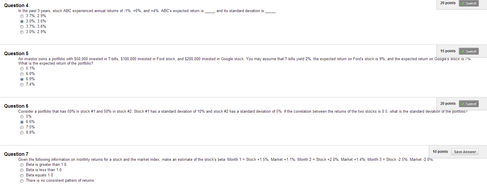 expect stock to have a standard deviation of 50% and a beta