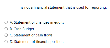  is not a financial statement that is used for reporting. A.