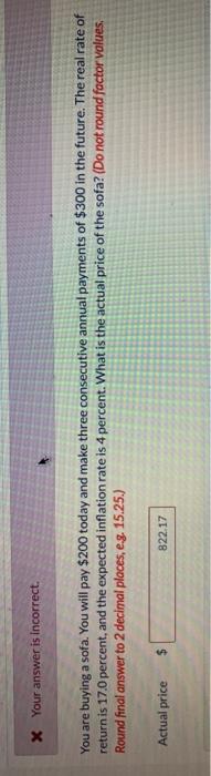  x Your answer is incorrect. You are buying a sofa. You