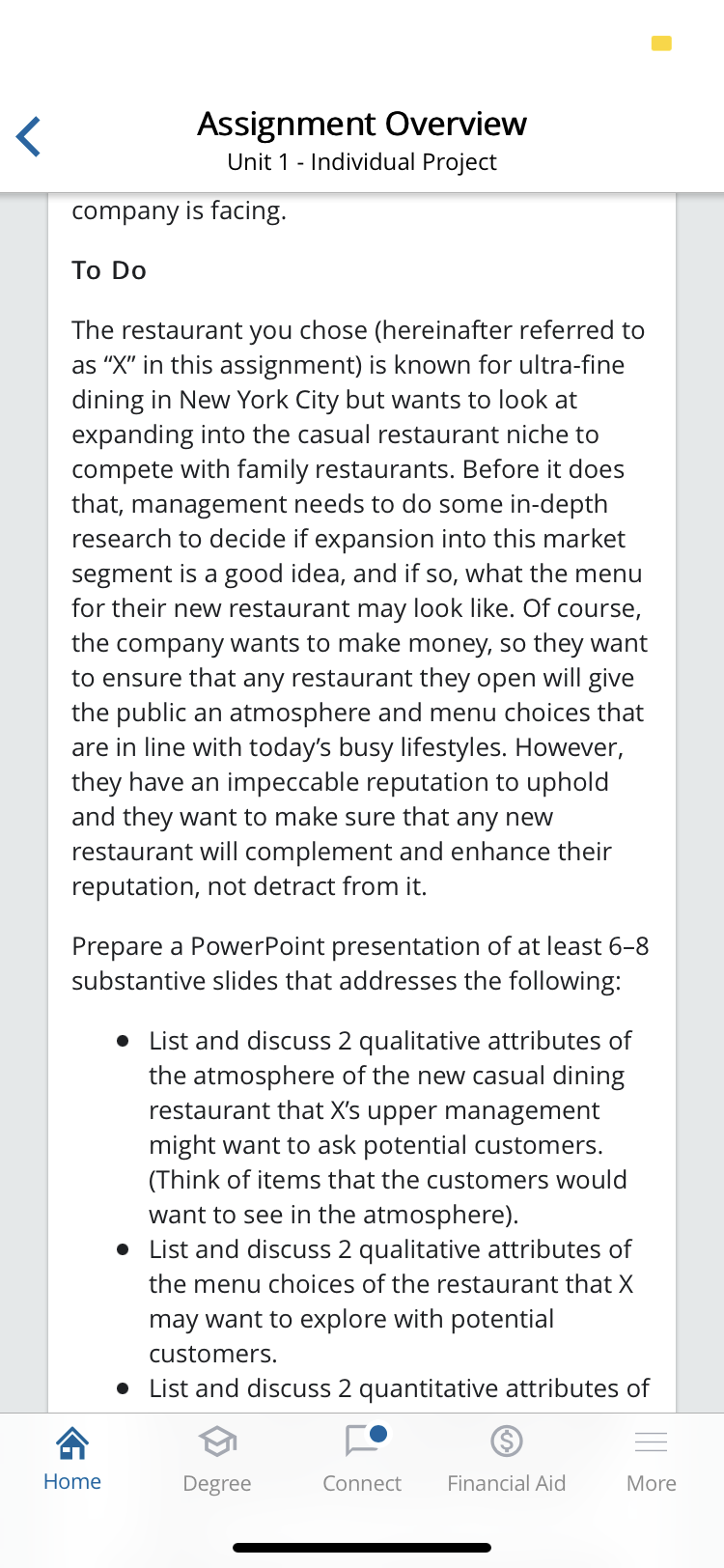 You will create this assignment following the Assignment Detail instructions below. Review