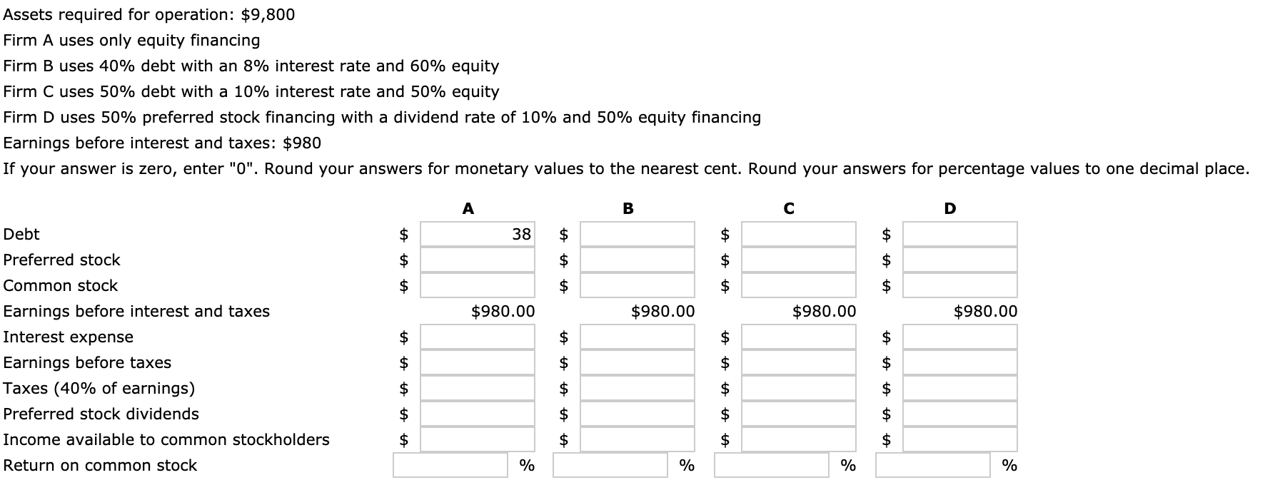 I NEED HELP WITH A,B,C AND D Assets required for operation: $9,800