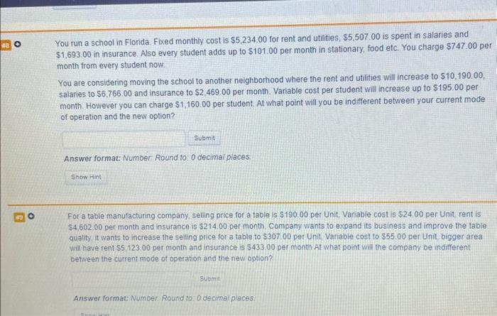 questions numbers 8 and 9. please have final answers rounded 0 decimal