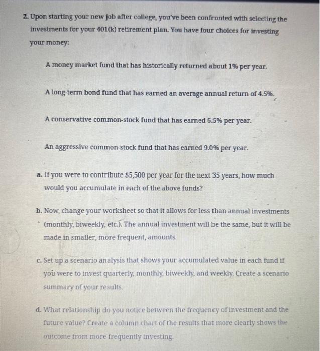 Create an excel worksheet with steb by steb calculations/formulas 2. Upon starting