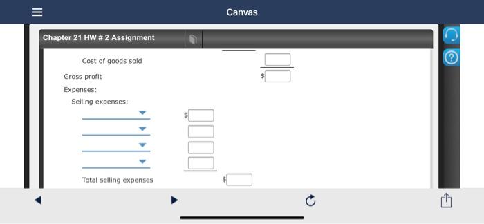 the cost of goods sold. With this in mind, the various department