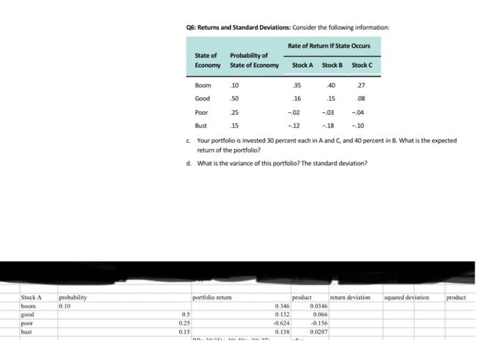 find the return deviation, squared deviation and the product and please show