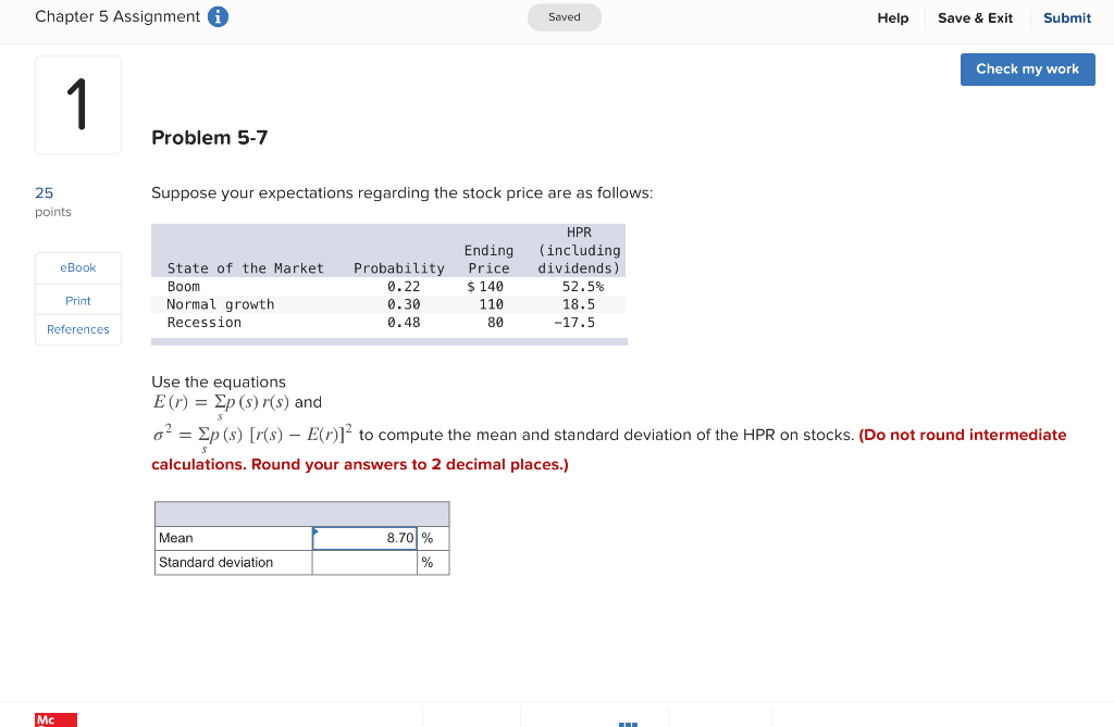  Chapter 5 Assignment Saved Help Save & Exit Submit Check my