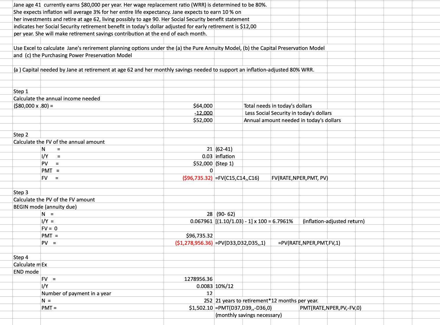  Jane age 41 currently earns $80,000 per year. Her wage replacement