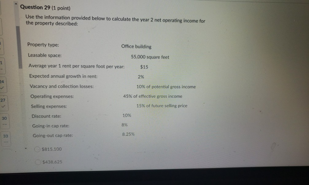  Question 29 (1 point) Use the information provided below to calculate