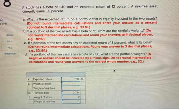 portfolio that is equally invested in the two assets? (Do not round