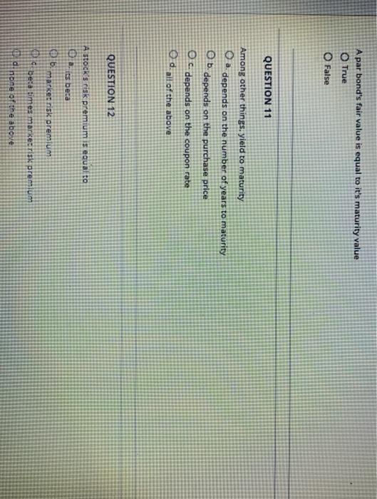  A par bond's fair value is equal to it's maturity value