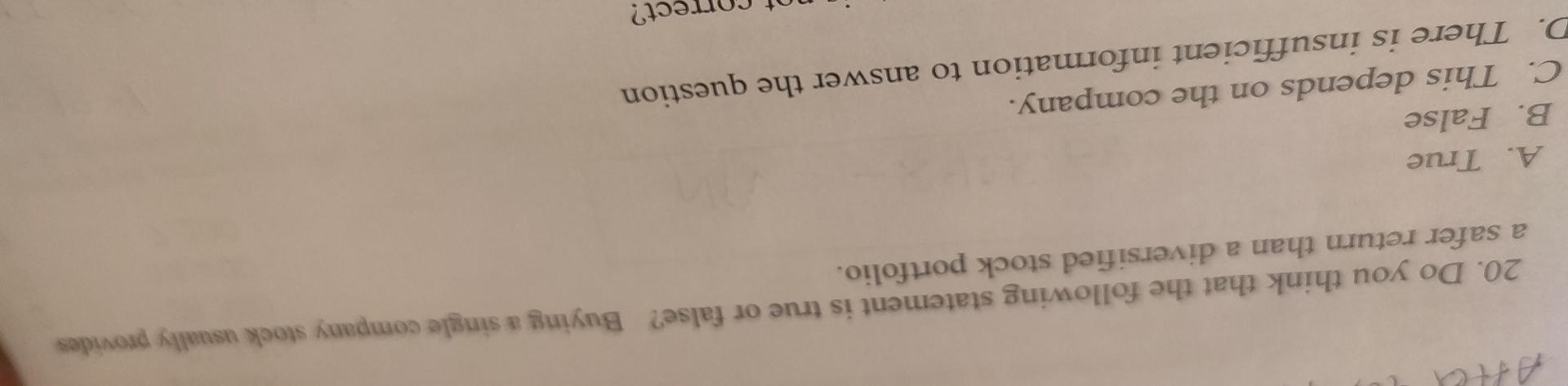  AHU 20. Do you think that the following statement is true