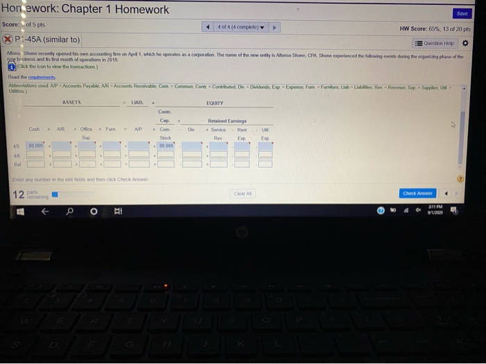  Hon ework: Chapter 1 Homework Save Score: 1 of 5 pts