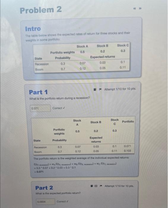  please answer part 3 Intro The table below ahows the expected