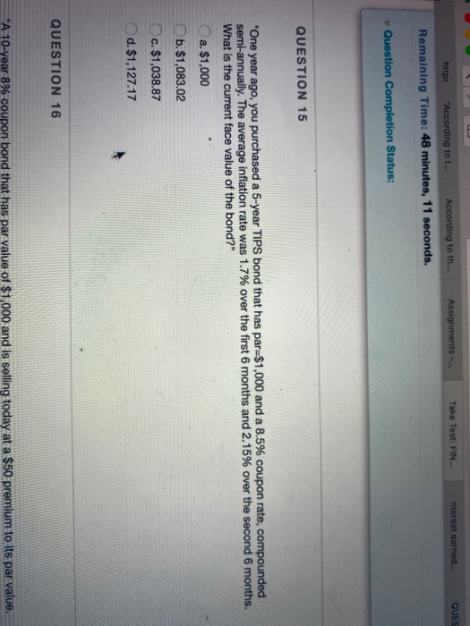  Take Test: FIN Assignments QUES nterest earned... https According to th...