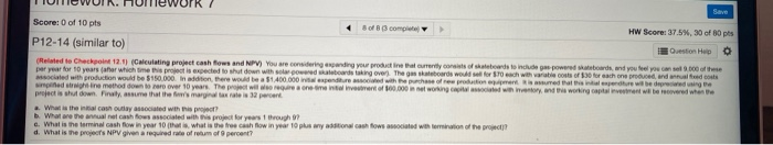 pts P12-14 (similar to) Question Help Related to Checkpoint 12.1) (Calculating project