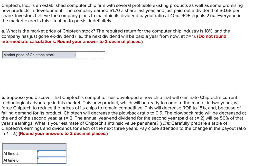 Chiptech, Inc., is an established computer chip firm with several profitable