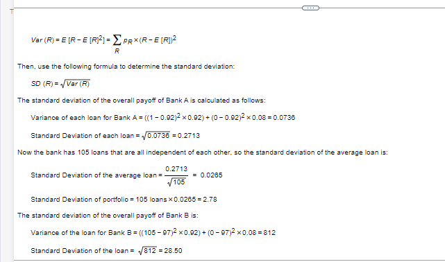 bank. a. The expected overall payoff of each bank. The expected overall