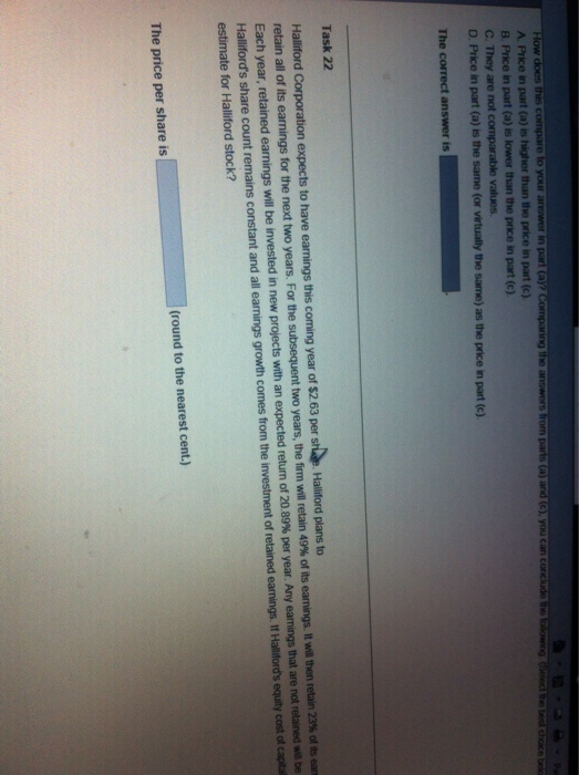  Answer should be nearest cent How does this compare to your