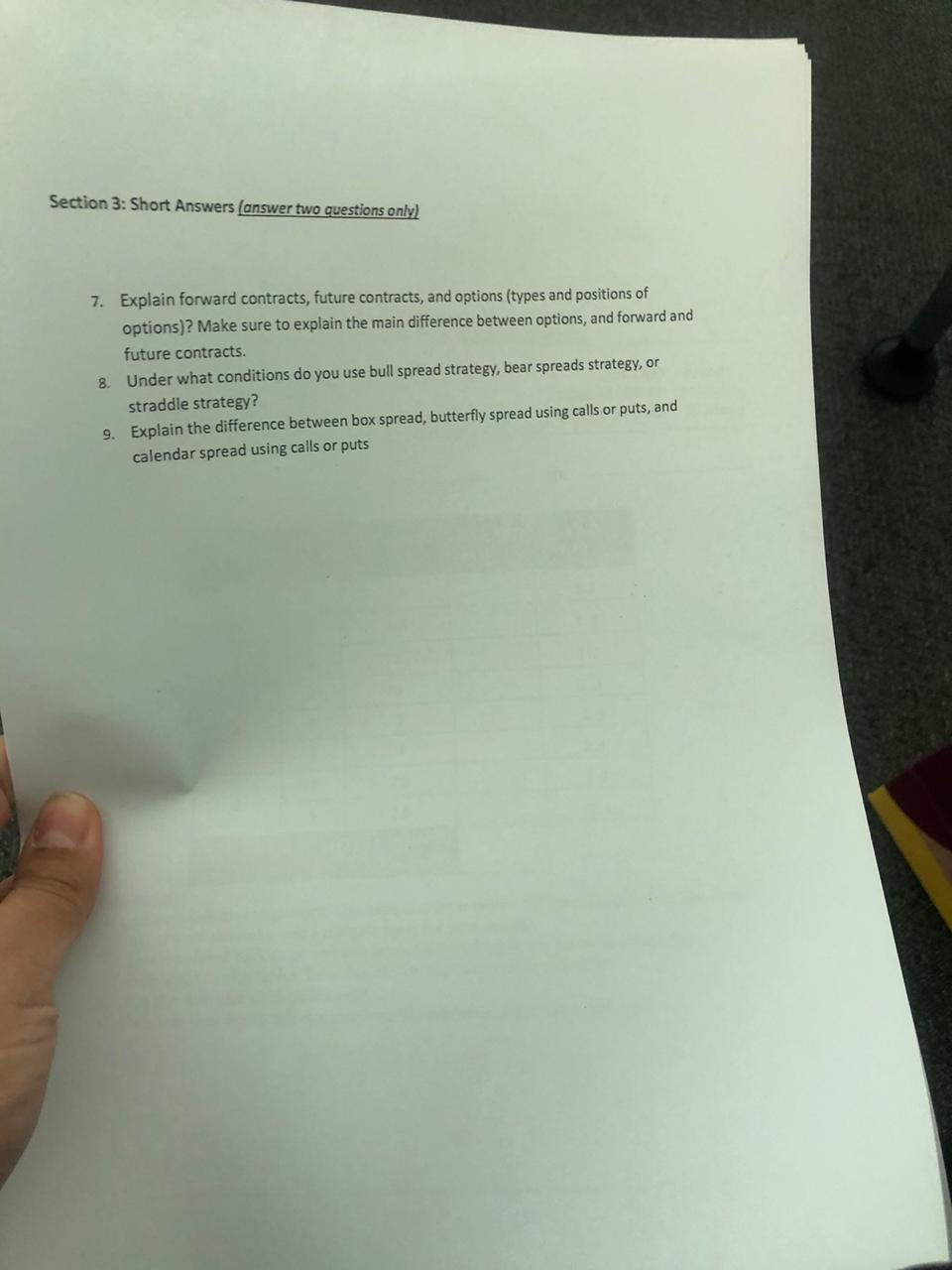  Section 3: Short Answers (answer two questions only) 7. Explain forward