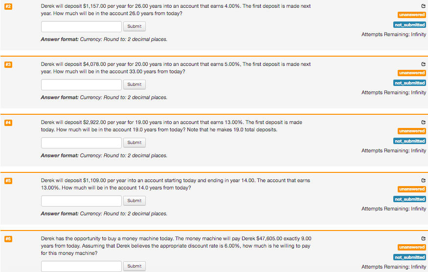  # #2 Derek will deposit $1,157.00 per year for 26.00 years