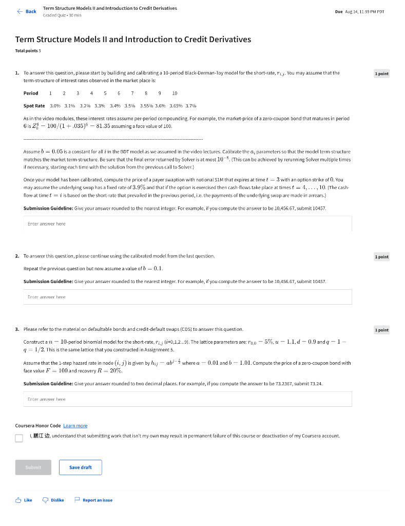  \& Back Term Structure Models II and Introduction to Credit Derivatives