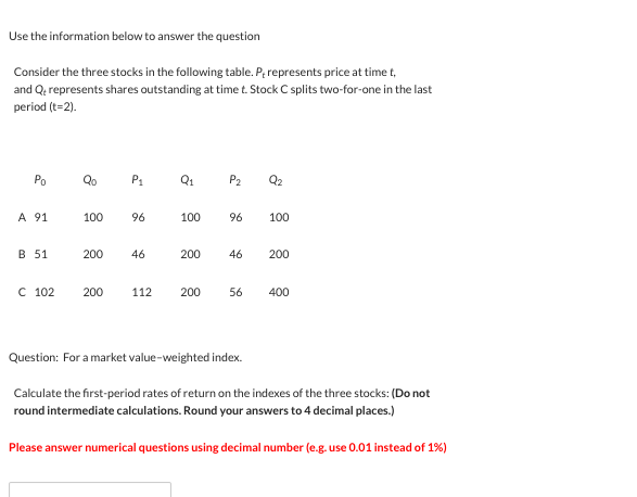 Use the information below to answer the question Consider the three