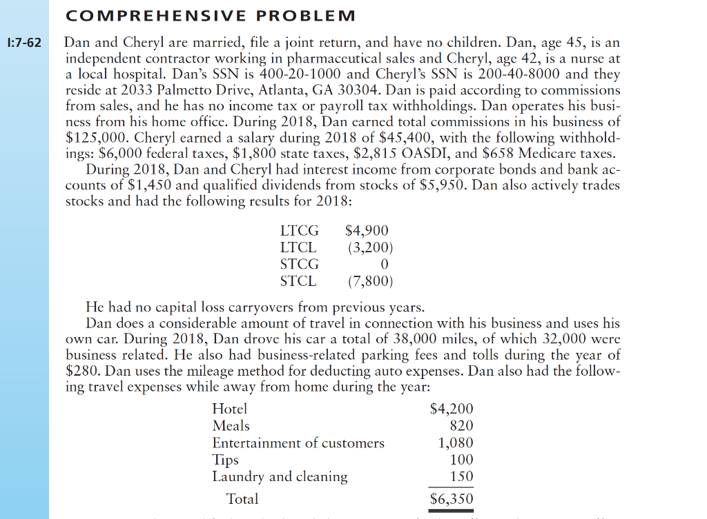 Based on the information below complete Form 1040 for 2019 Line 8b,