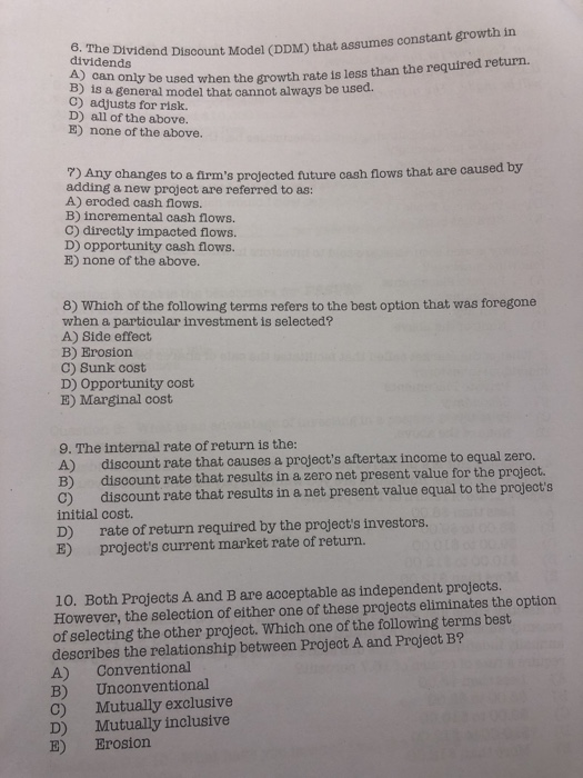  finance Answer 6-10 show all work clearly and circle answer Dividend