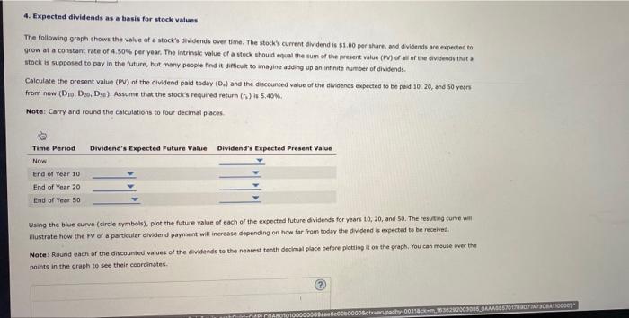  4. Expected dividends as a basis for stock values The following