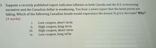  3. Suppose a recently published report indicates inflation in both Canada