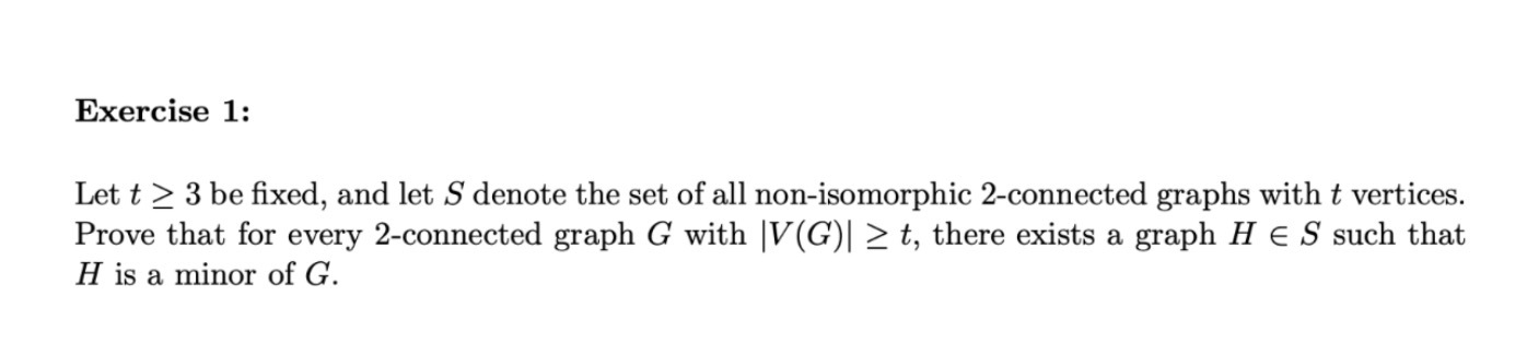  Exercise 1: Let t > 3 be fixed, and let S