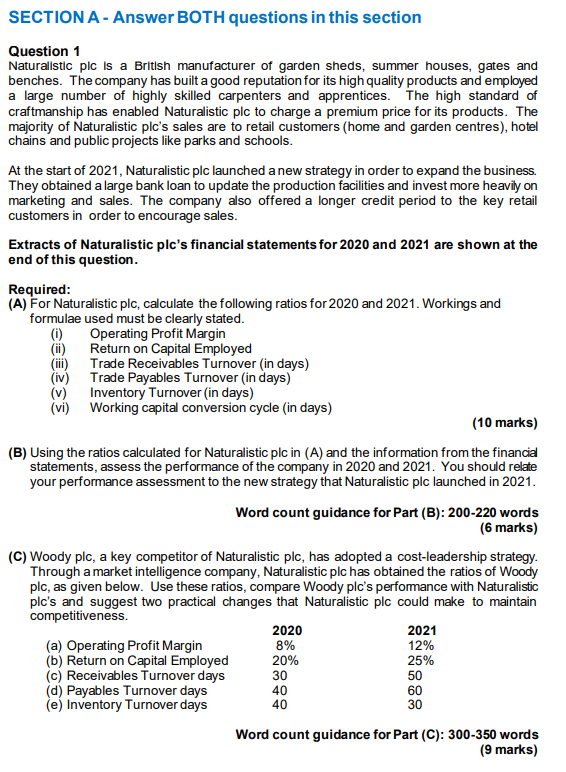  SECTION A - Answer BOTH questions in this section Question 1