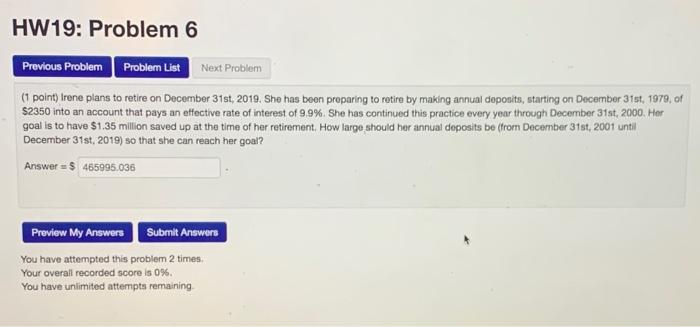  HW19: Problem 6 Previous Problem Problem List Next Problem 1 point)