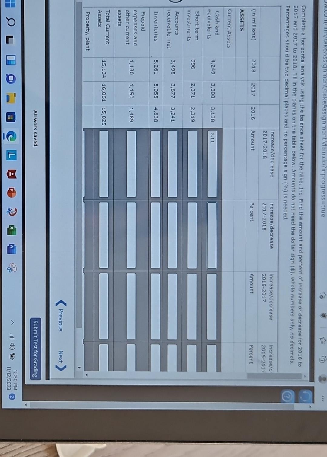 I need help with finding the answers Complete a horizontal analysis