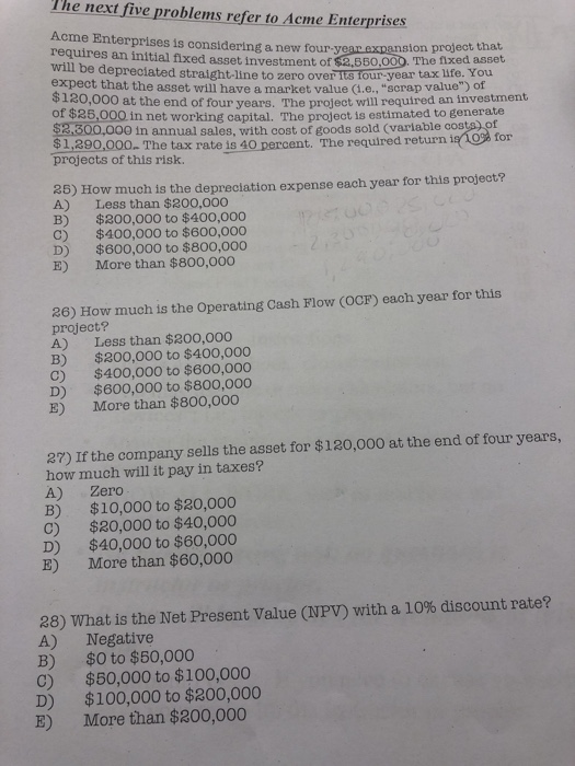  Answer 25-28 please show work The next five problems refer to