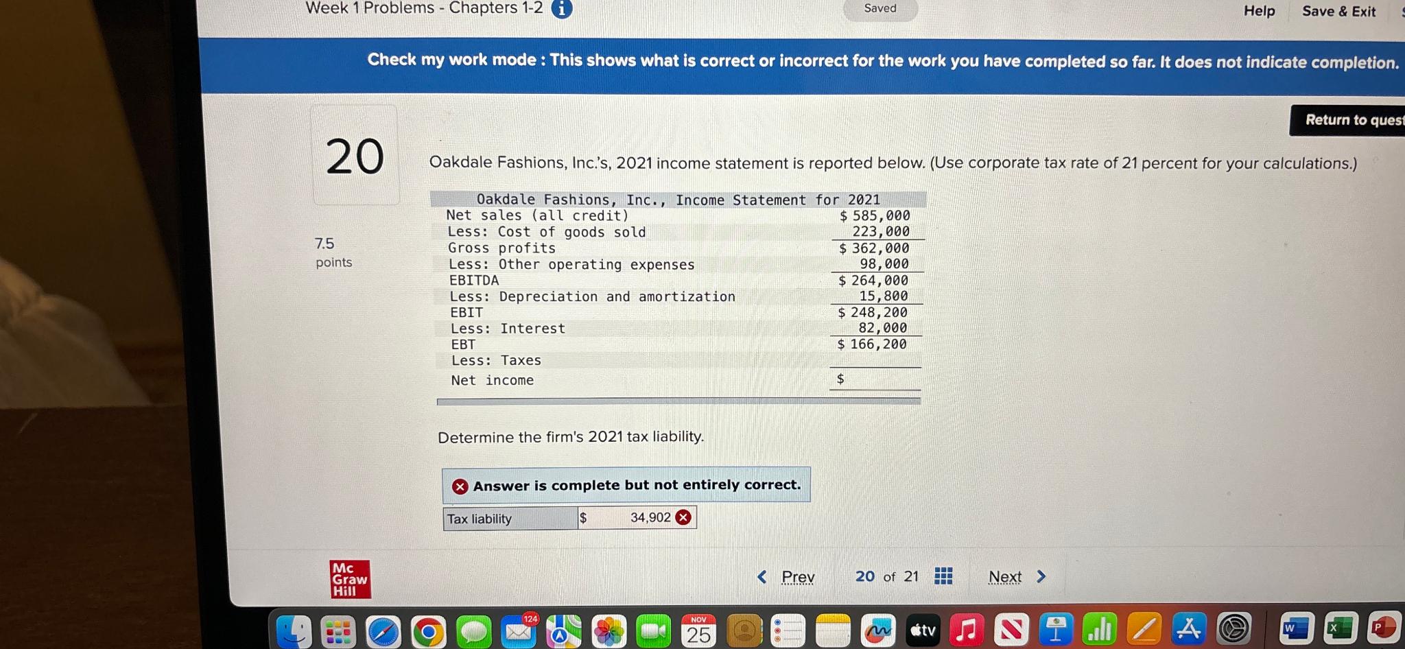  Week 1 Problems - Chapters 1-2(i) Saved Help Save & Exit