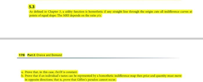 Part 2. Choice and Demand a. Prove that, in this case, OxdOI