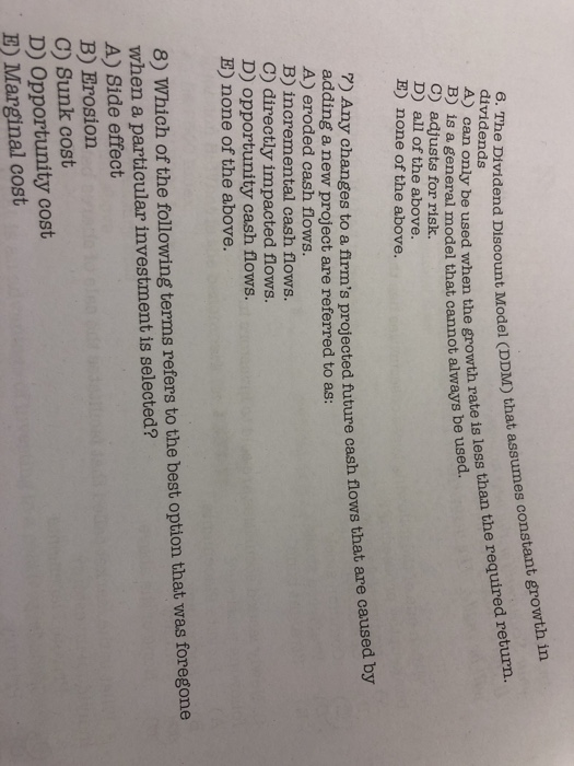  Answer 6,7 and 8 please show work constant growth in The