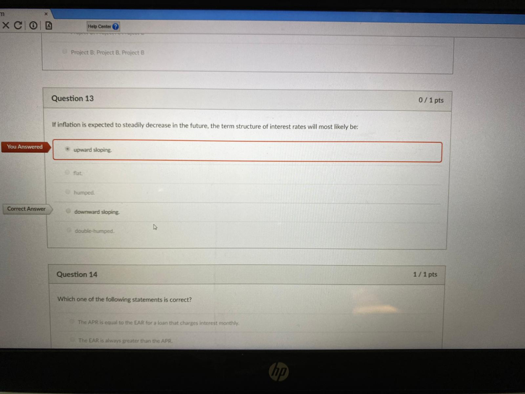 why the correct answer is downward sloping? m XCO Help Center Project