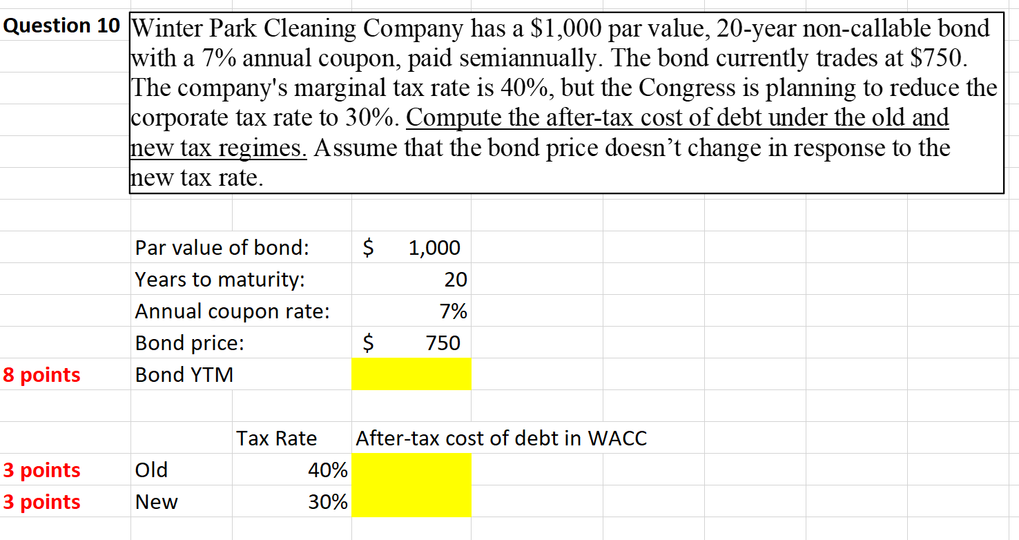  Please show work or cell references, this is a tough subject
