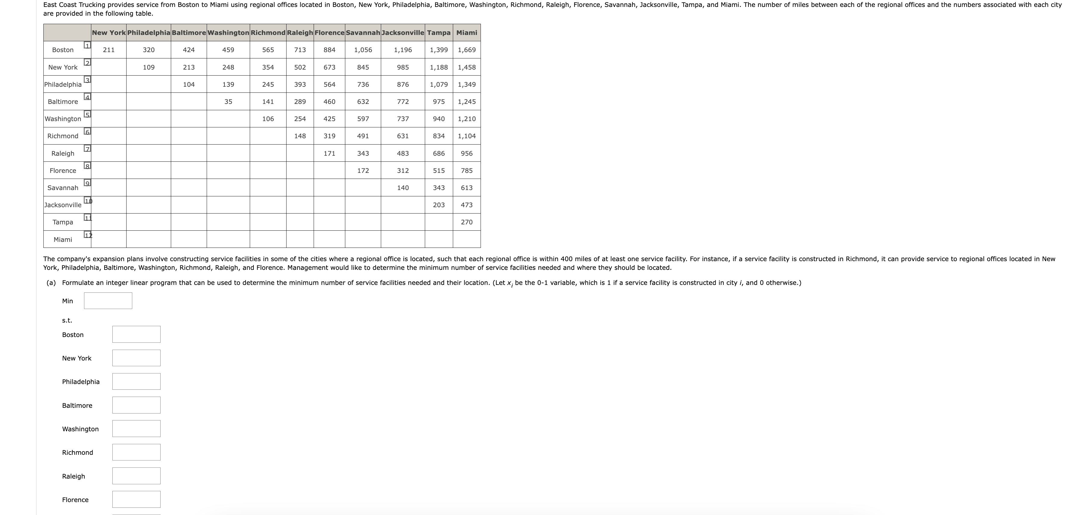 (b) cal.., tha linear program formulated in part (a). How many