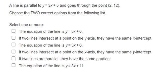 straight line through them. Which TWO options are correct instructions for plotting