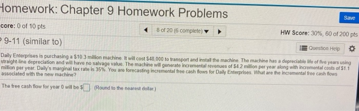  Homework: Chapter 9 Homework Problems Save core: 0 of 10 pts