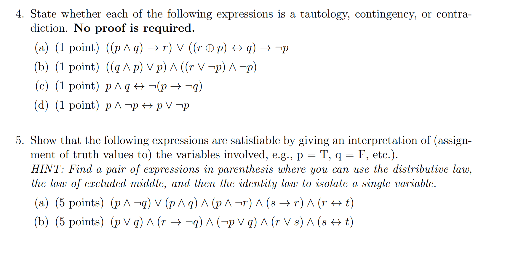 logical expression, making sure that all columns are present. You may want