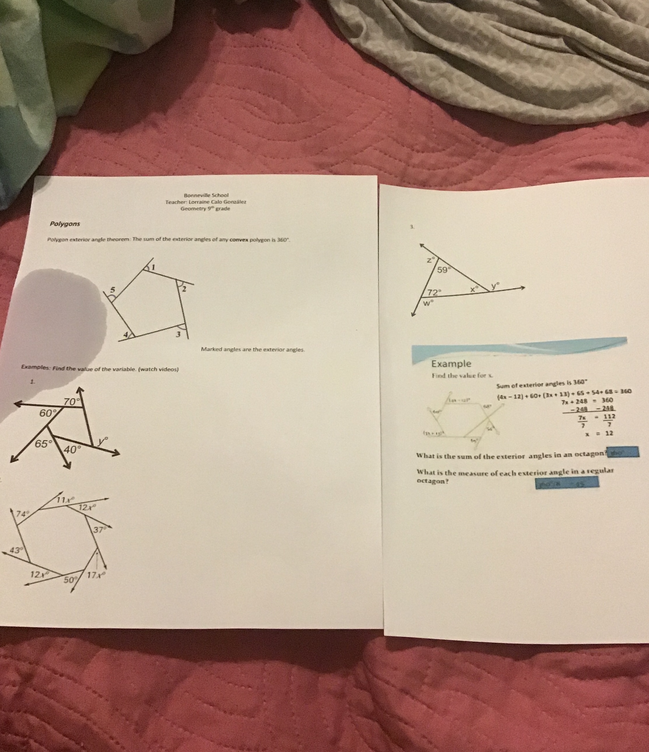 This is polygons. The second worksheet goes with the first one Bonneville