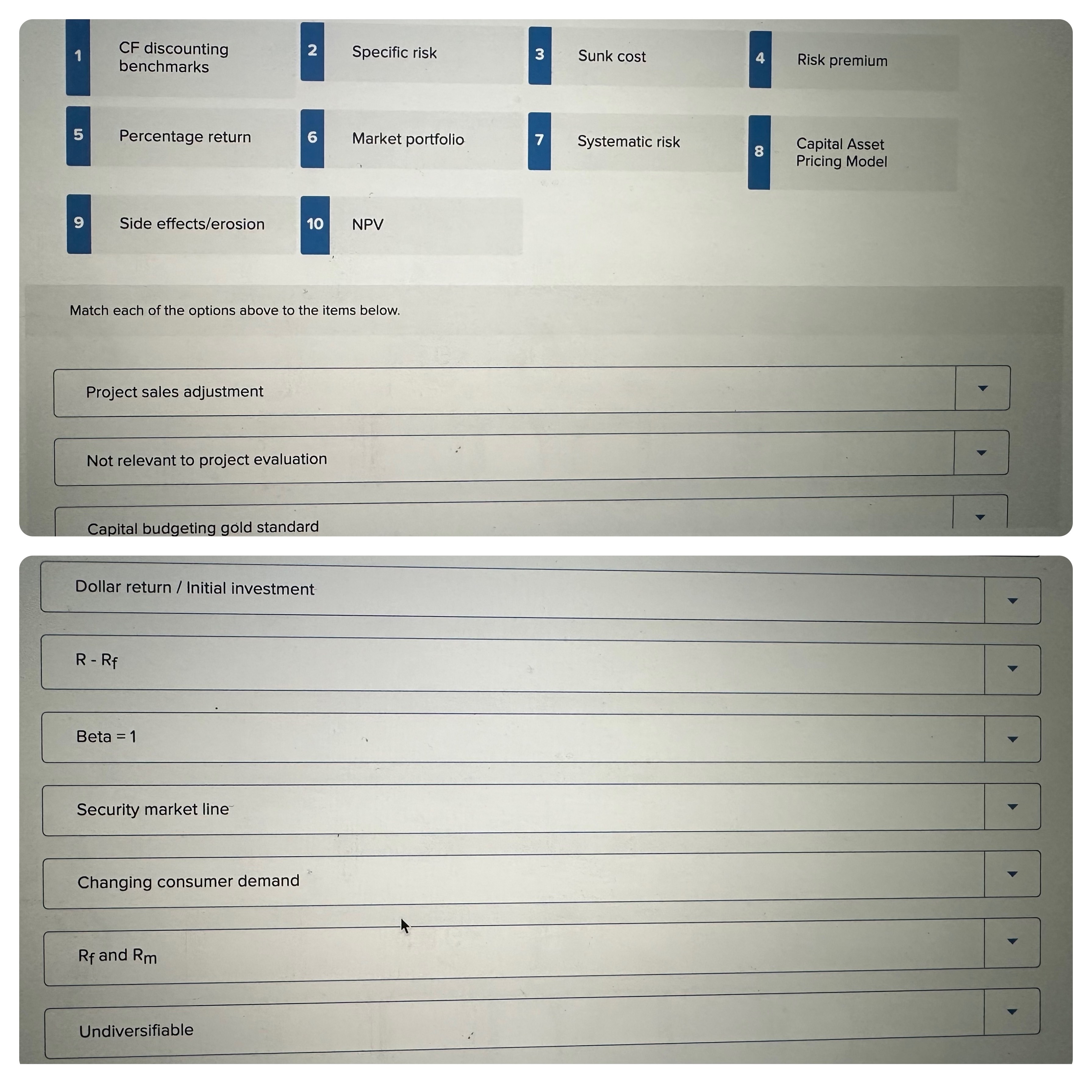 1 CF discounting benchmarks 2 Specific risk 3 Sunk cost 4
