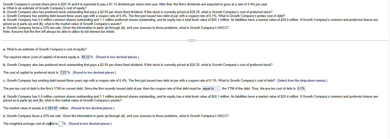  Show me the steps to solve a-e Growth Company's current share