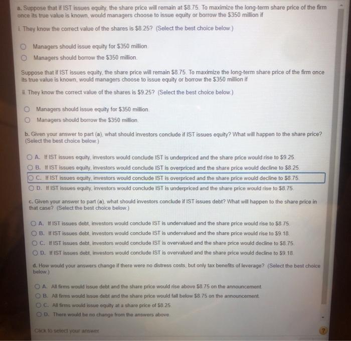 and other applications IST has no debt and 200 million shares outstanding