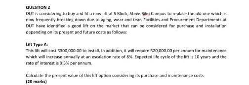  can you please help with the solution QUESTION 2 DUT is