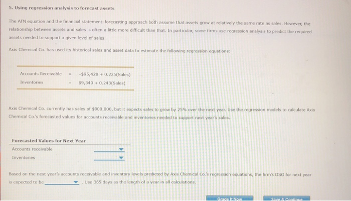  5. Using regression analysis to forecast assets The AFN equation and
